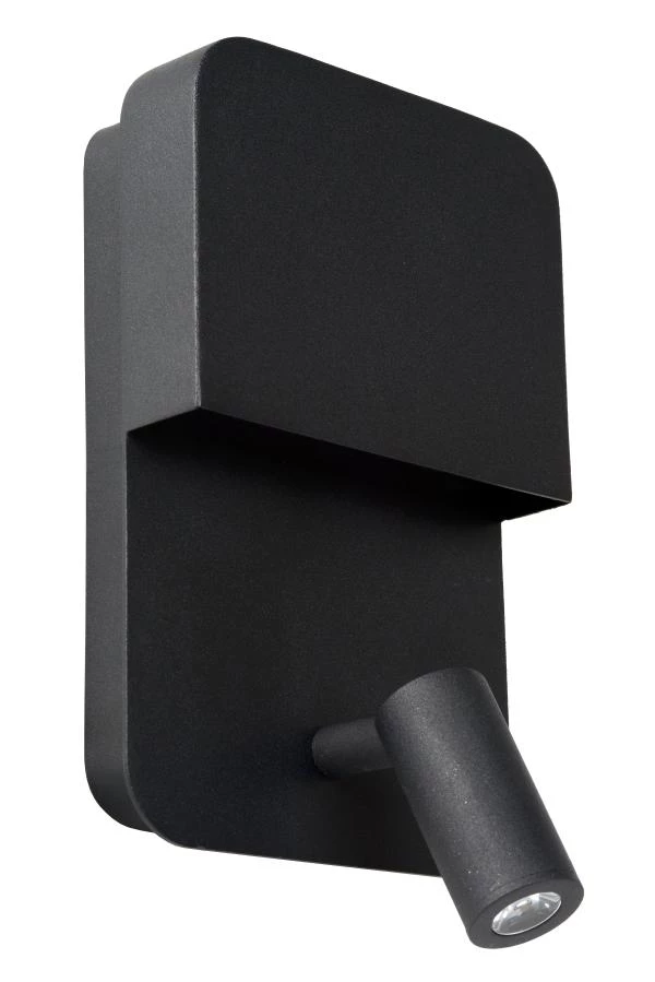 Lucide BOXER - Bedlamp - LED - 3000K - Met USB oplaadpunt - Zwart - uit